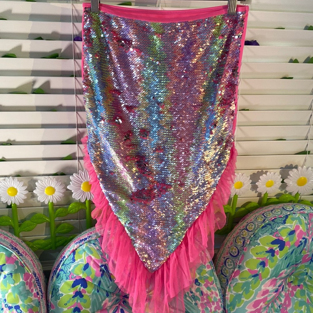 Wonder Nation mermaid sequin skirt with ruffle hem